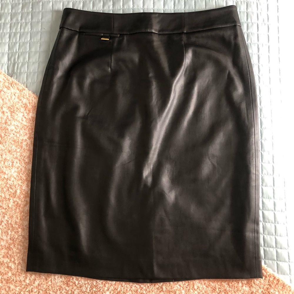 Calvin Klein Faux Leather Skirt with Back Split